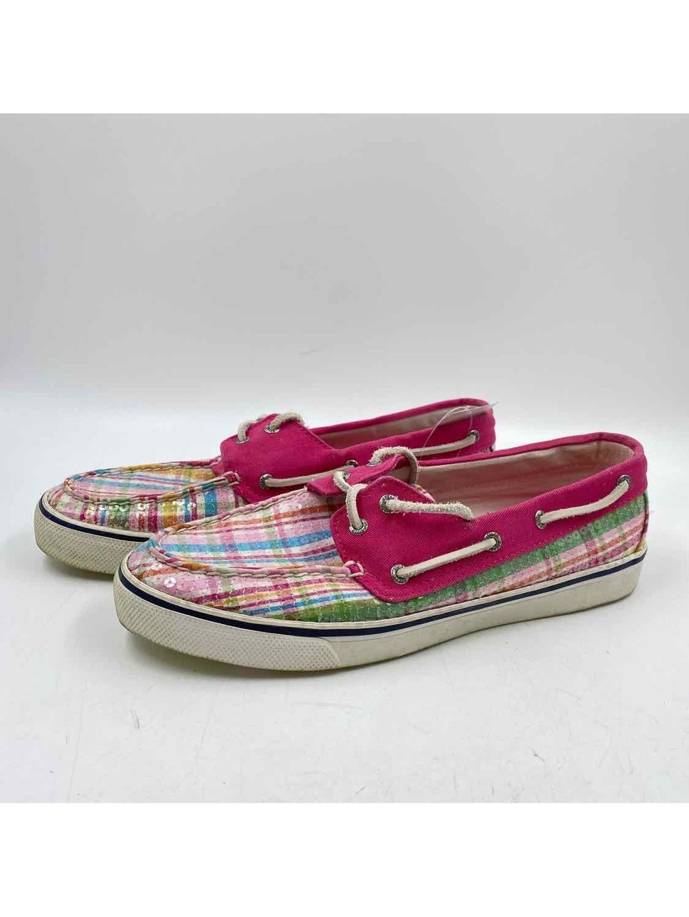 Sperry Women's Shoe Size 9.5 Pink Plaid Loafers